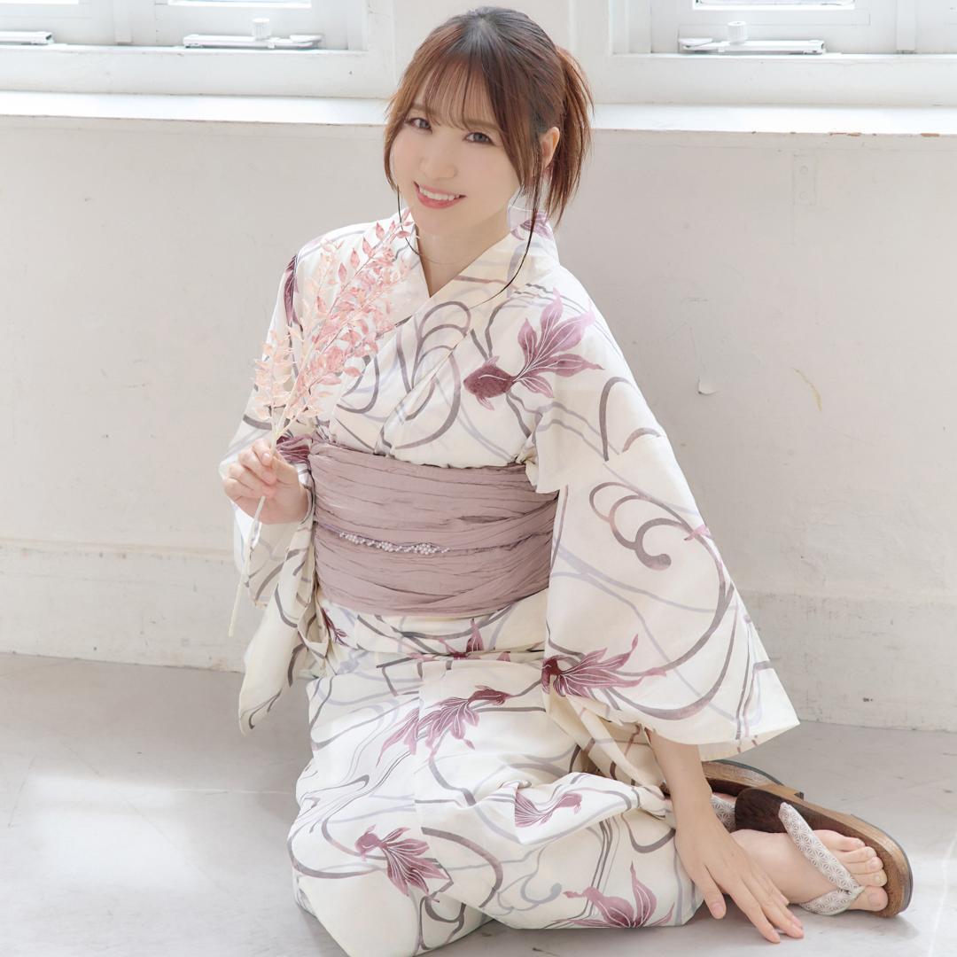 二部式浴衣 セパレート浴衣 3点set 水彩金魚美人 チャコール Y4-36-2