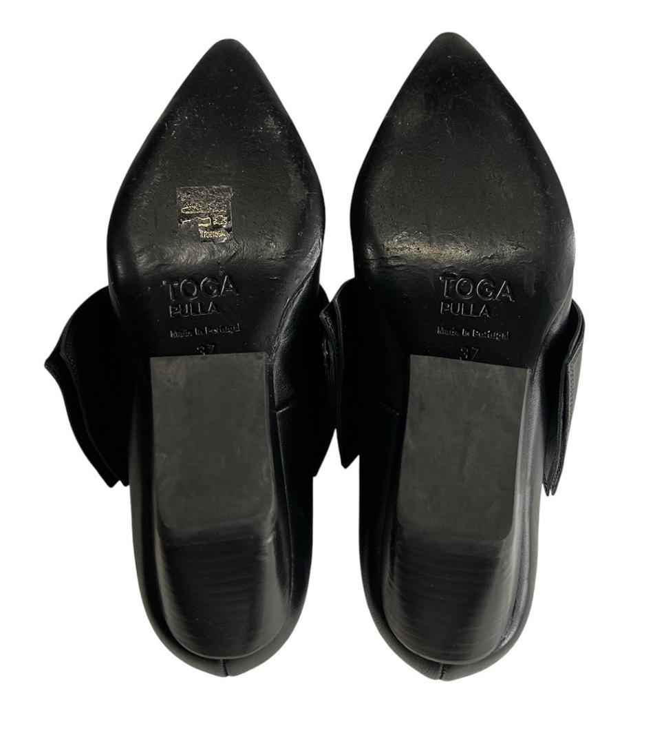極美品トーガプルラ 本革レザー ポインテッドトゥ ウエッジソールパンプス黒37