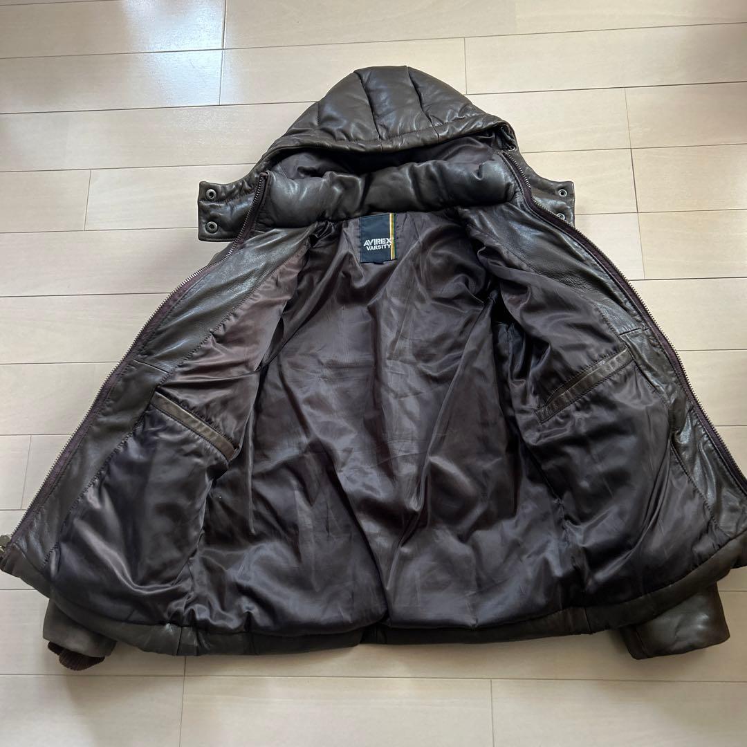 AVIREX VARSITY レザーダウンジャケット