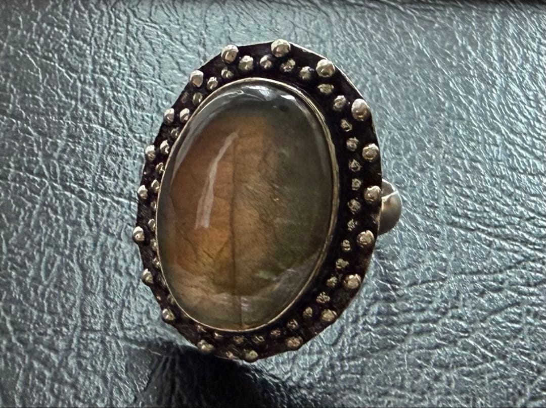 アッシュペーフランス ヴィンテージ シルバー925 ラブラドライトリング 16号