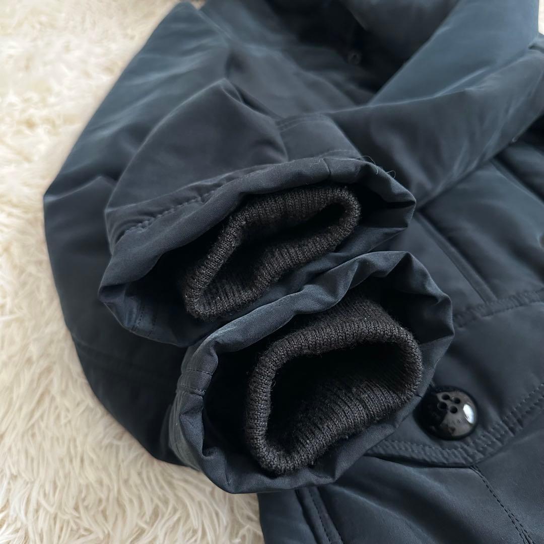 バーバリー 2way ラクーンファー　ノバチェック　中綿ダッフルコート 紺 M