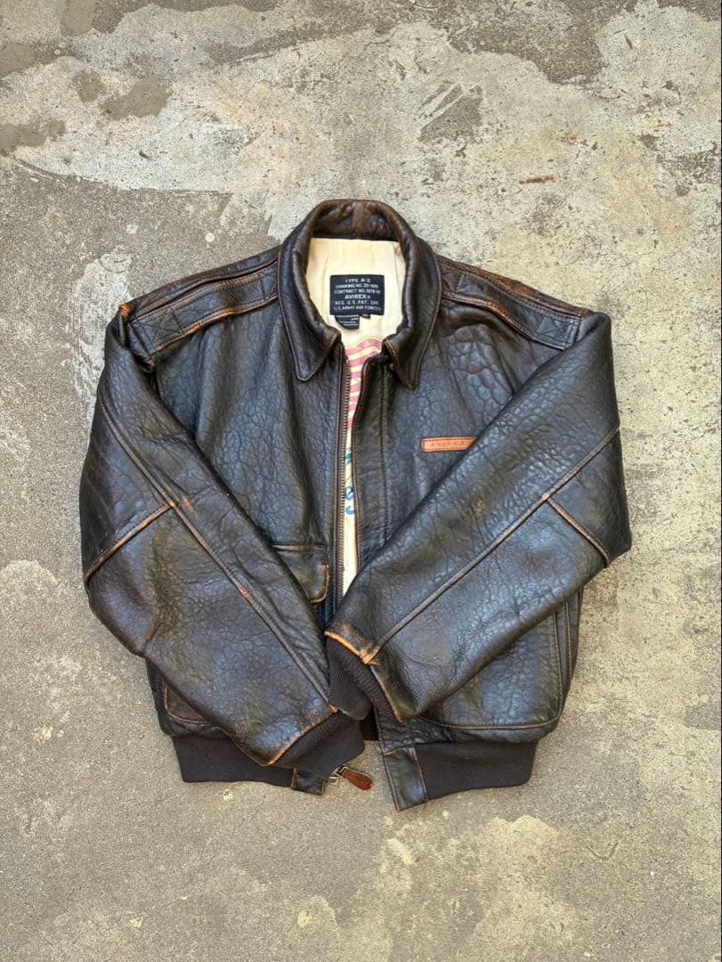 大人気90'S AVIREX A-2 本革 茶 レザージャケット