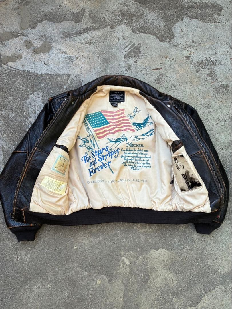 大人気90'S AVIREX A-2 本革 茶 レザージャケット