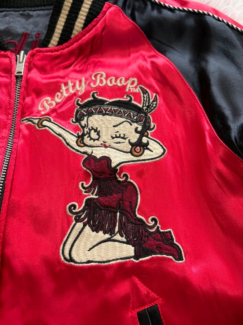 希少BETTYBOOP×INDIANリバーシブルスカジャンS