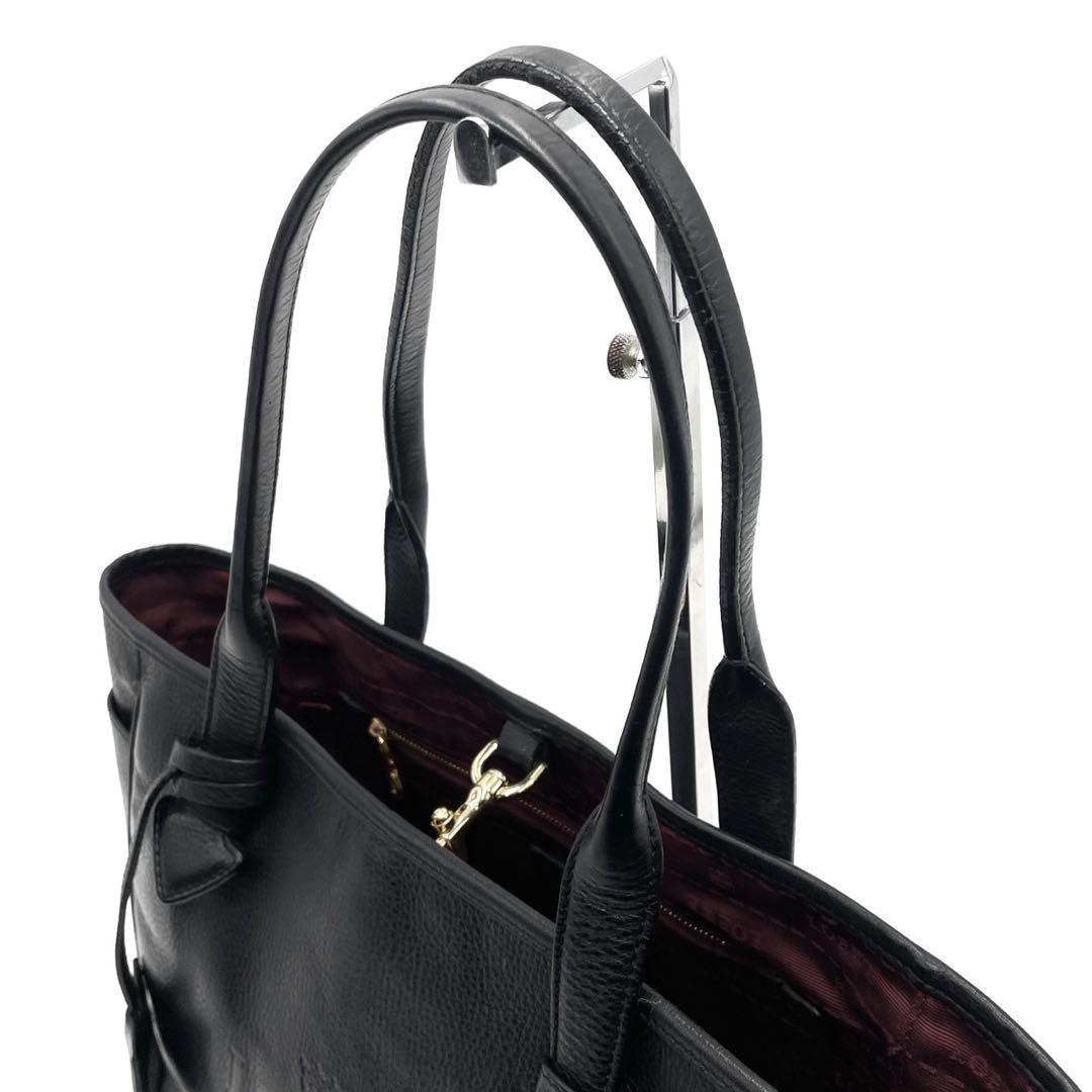 美品● LOEWE ロエベ ハンドバッグ ヘリテージ ロゴ ブラック レザー