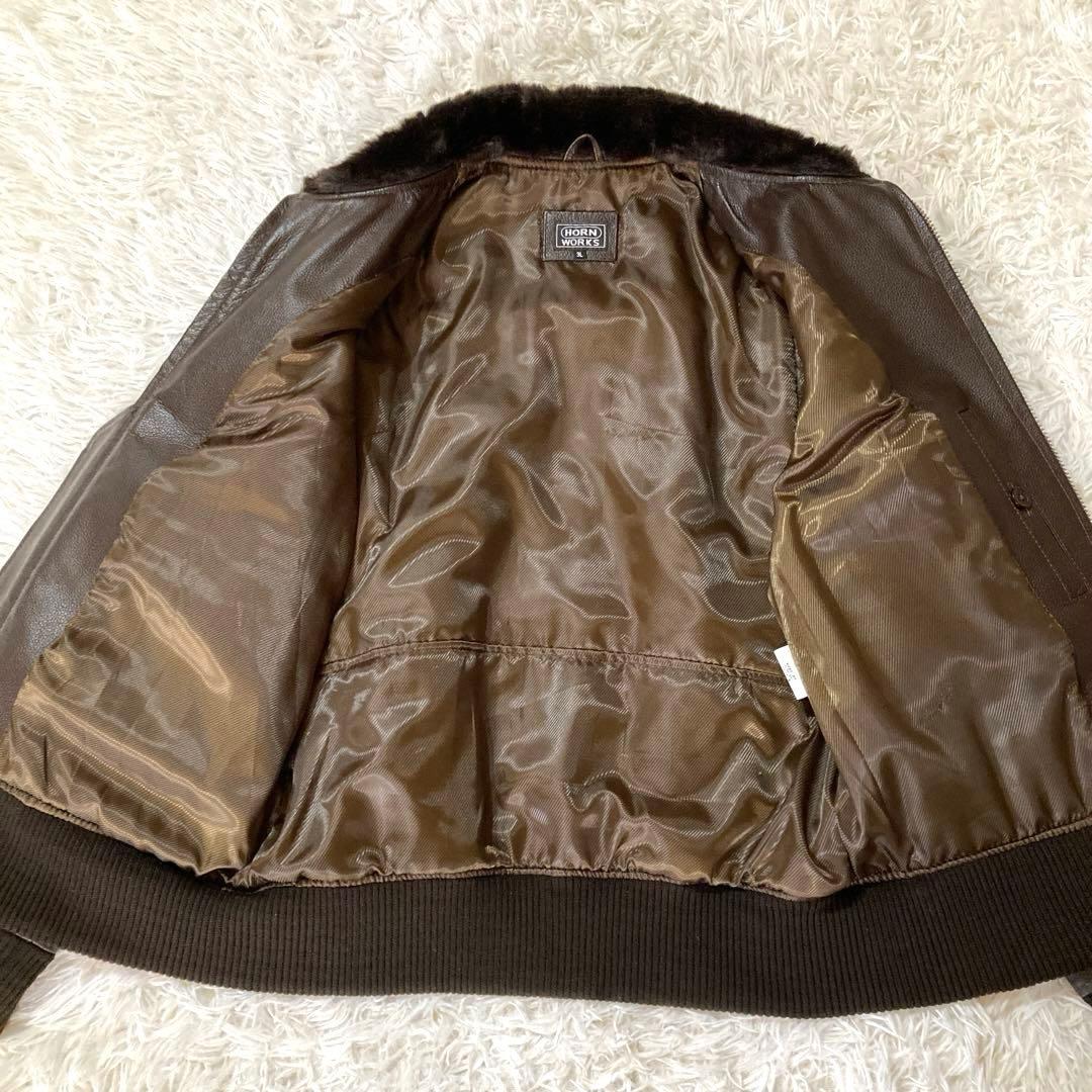 【良品・希少3L】ホーンワークス　カウレザー G-1 フライト　ダークブラウン