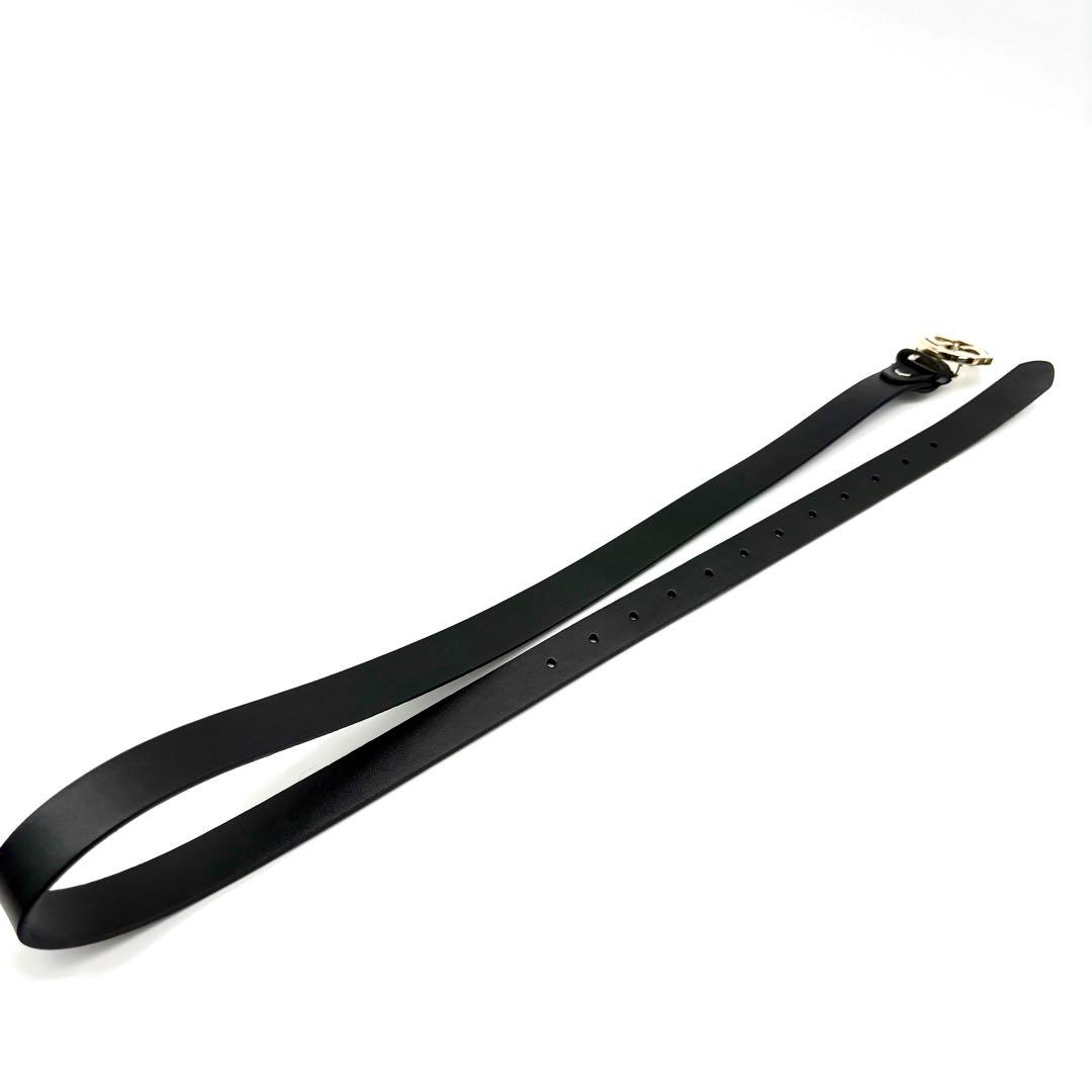 【美品】GUCCI ベルト インターロッキング 黒 ゴールド ダブルGG レザー