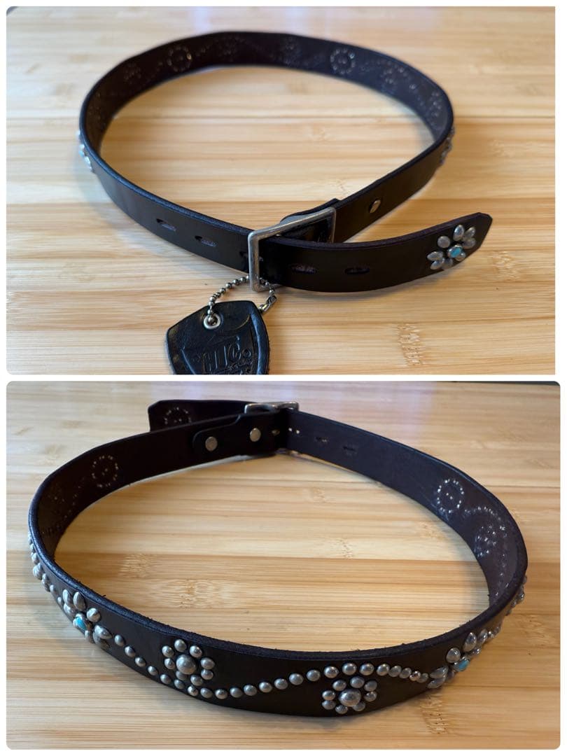 ⭐️新品⭐️HTC⭐️フラワーターコイズ⭐️シルバースタッズ⭐️ブラックレザー⭐️30インチ