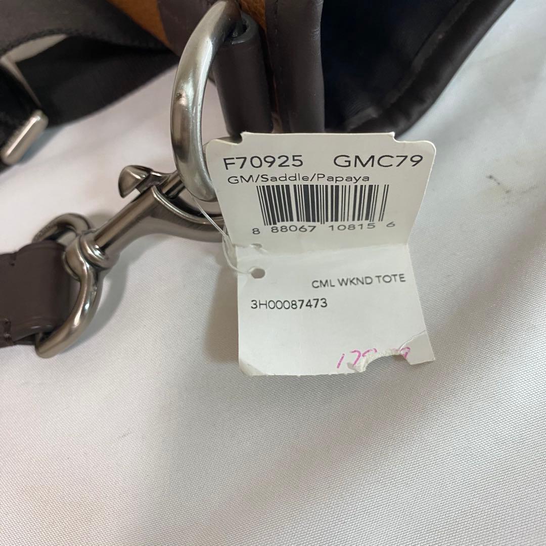 美品　COACH　2WAYトートバッグ　本革　オレンジ　ブラウン　タグ付未使用品