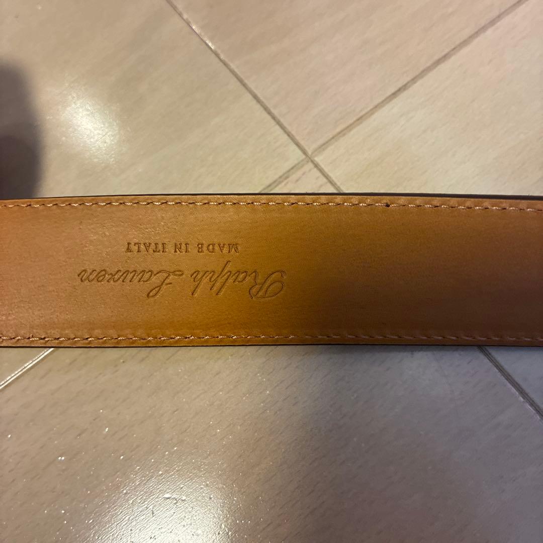 ラルフローレン パープルレーベル新品ブラウンレザーベルトかゴールドカラー金具