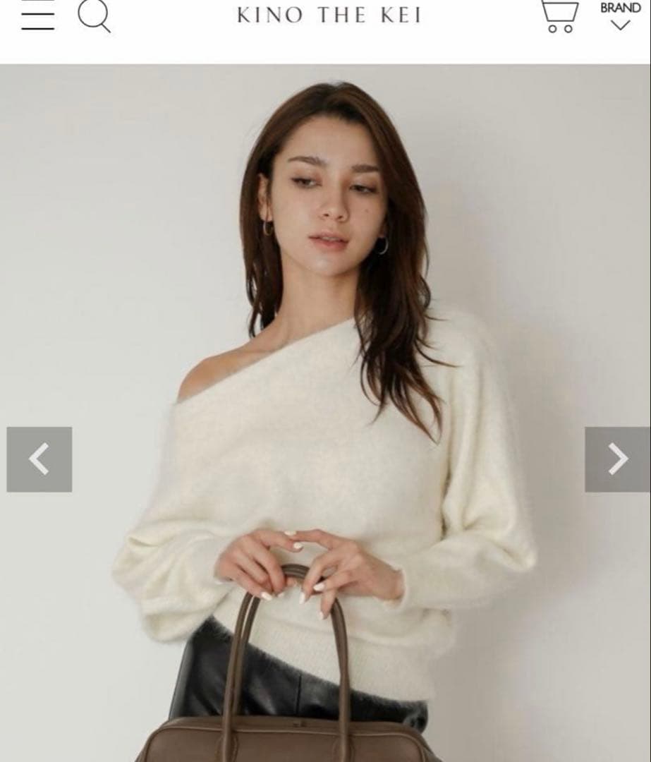 トップス kinothekei Angora fur off shoulder knit