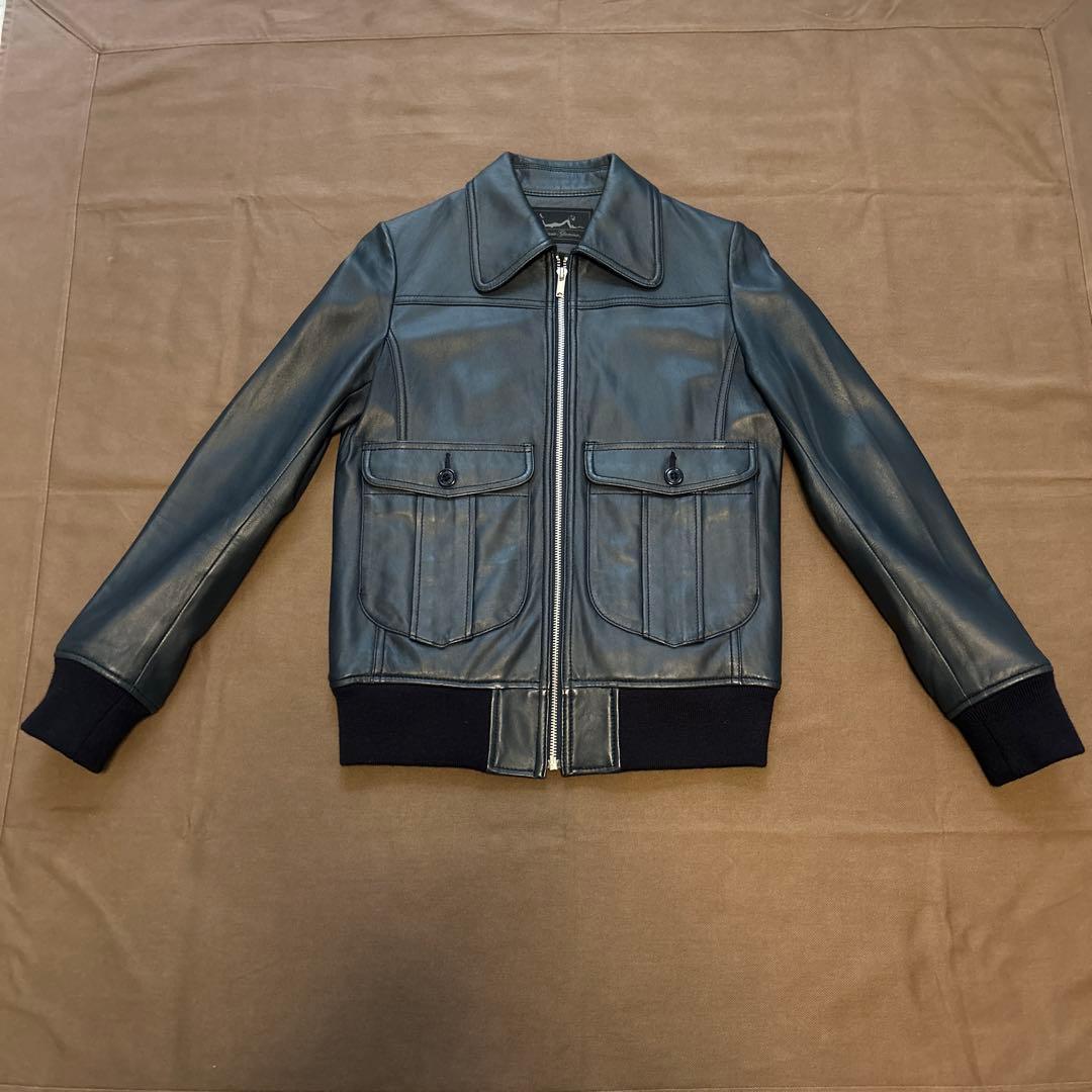 ヒステリックグラマー　ネイビー　シングルライダースジャケット