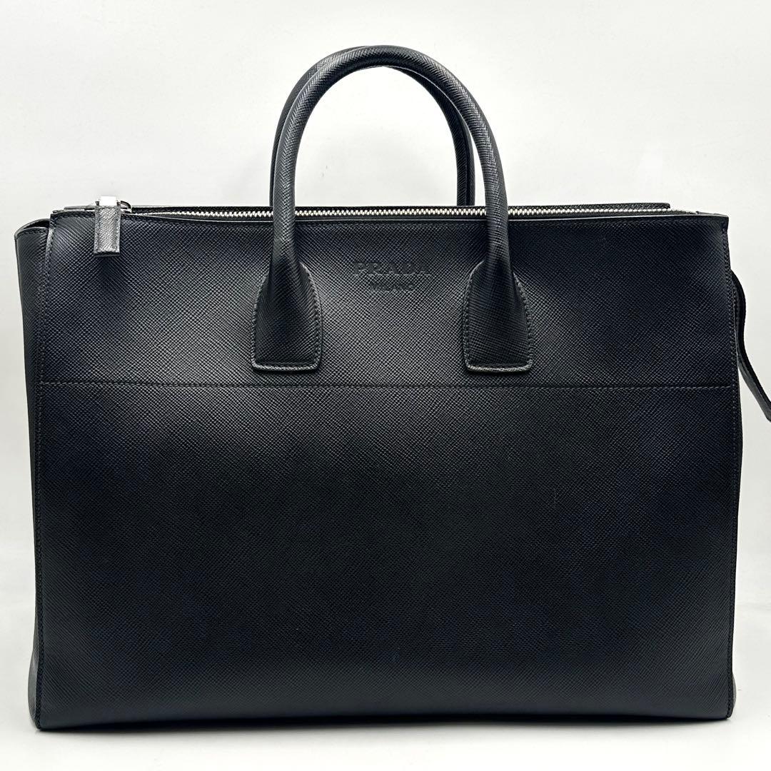 美品✨ PRADA 大容量 ボストン トートバッグ サフィアーノレザー ビジネス