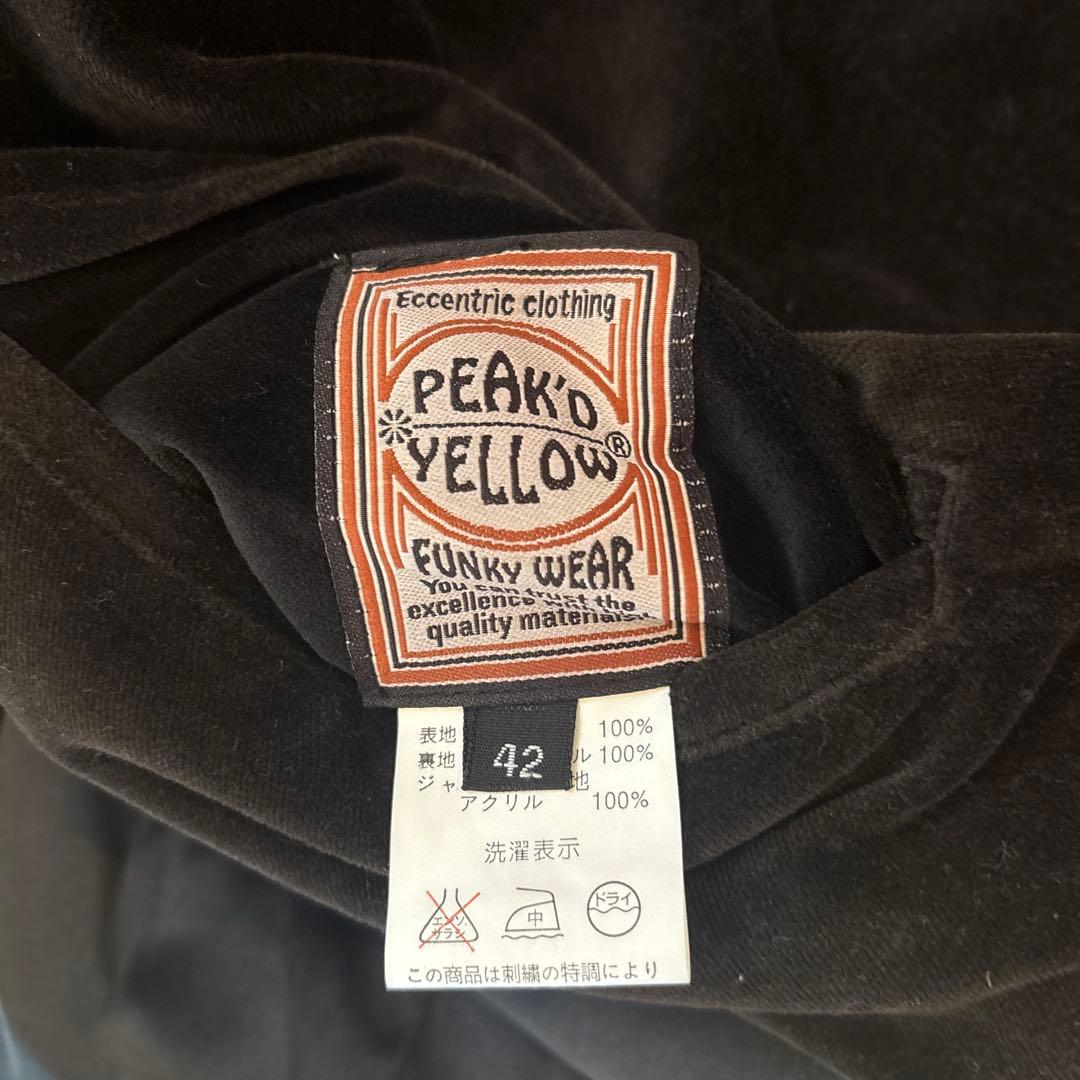 ピークドイエロー　リバーシブルスカジャン　ボーカル刺繍　別珍