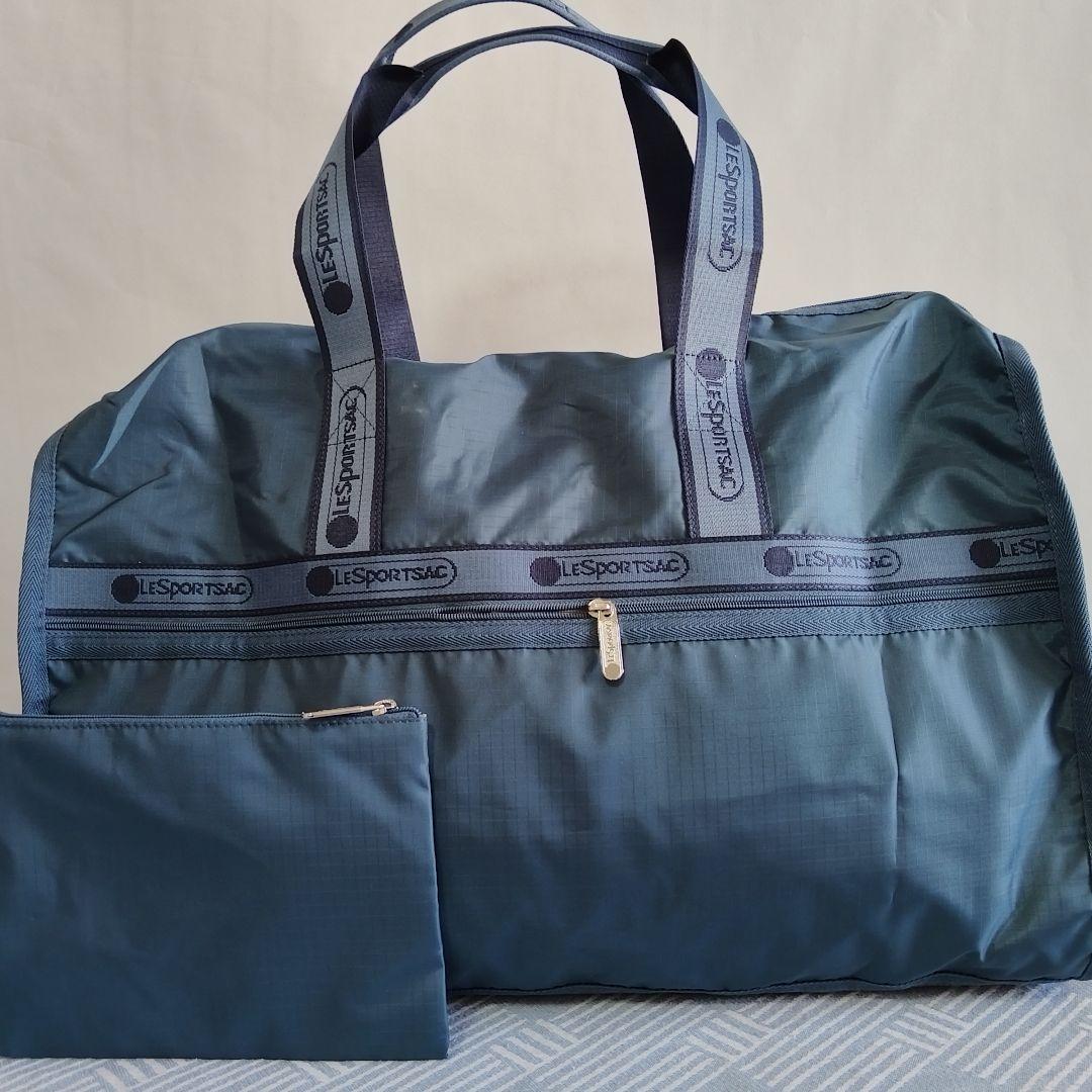 新品 レスポートサック ダークグリーン 無地 ボストンバッグ ポーチ付き