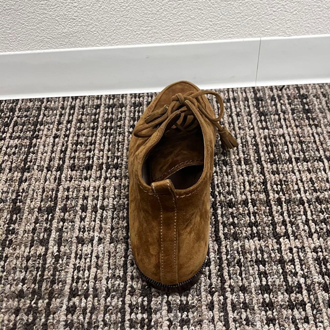 CHANEL シャネル レースアップ スエード ショートブーツ 35 ロゴ刻印