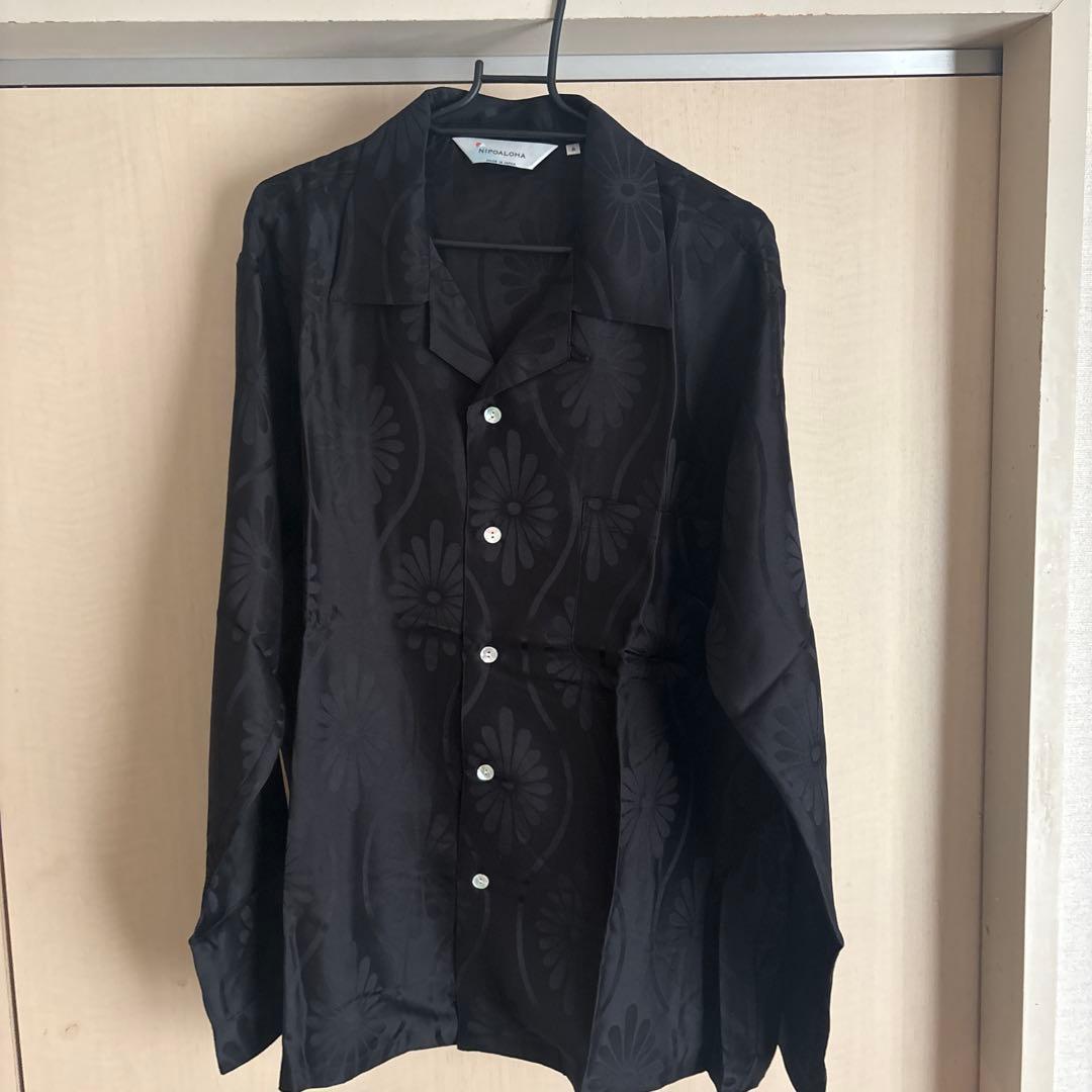 NI POALOHA 地紋立涌に菊 ロングスリーブシャツ サイズ2