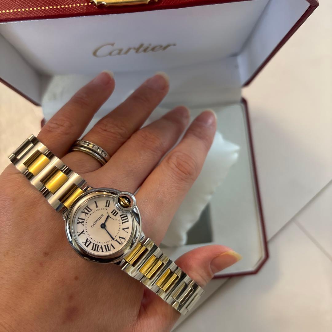 skm　カルティエ　バロンブルー　28ミリ　コンビ　美品