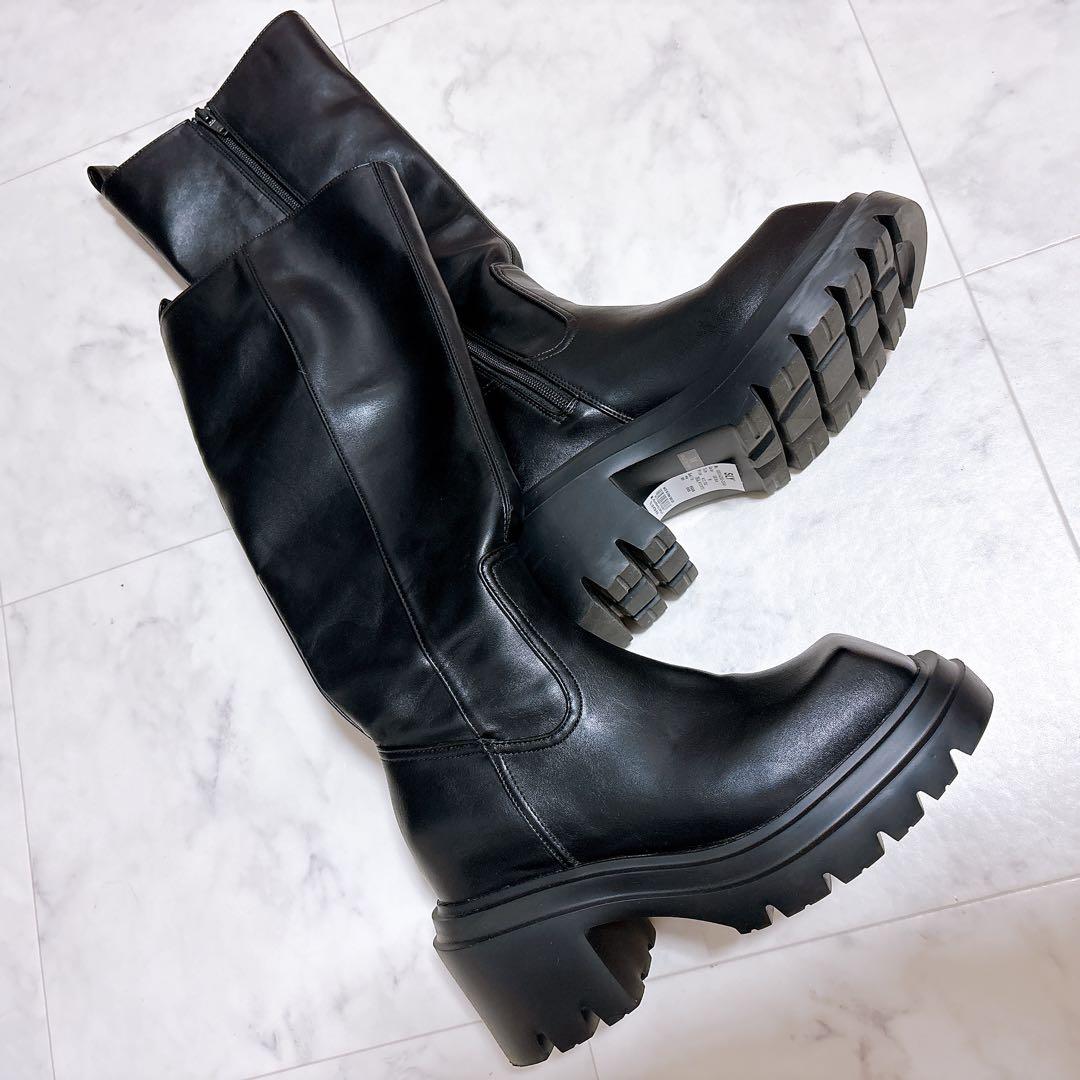 SQUARE TOE KNEE BOOTS スクエア トゥニー ロングブーツ