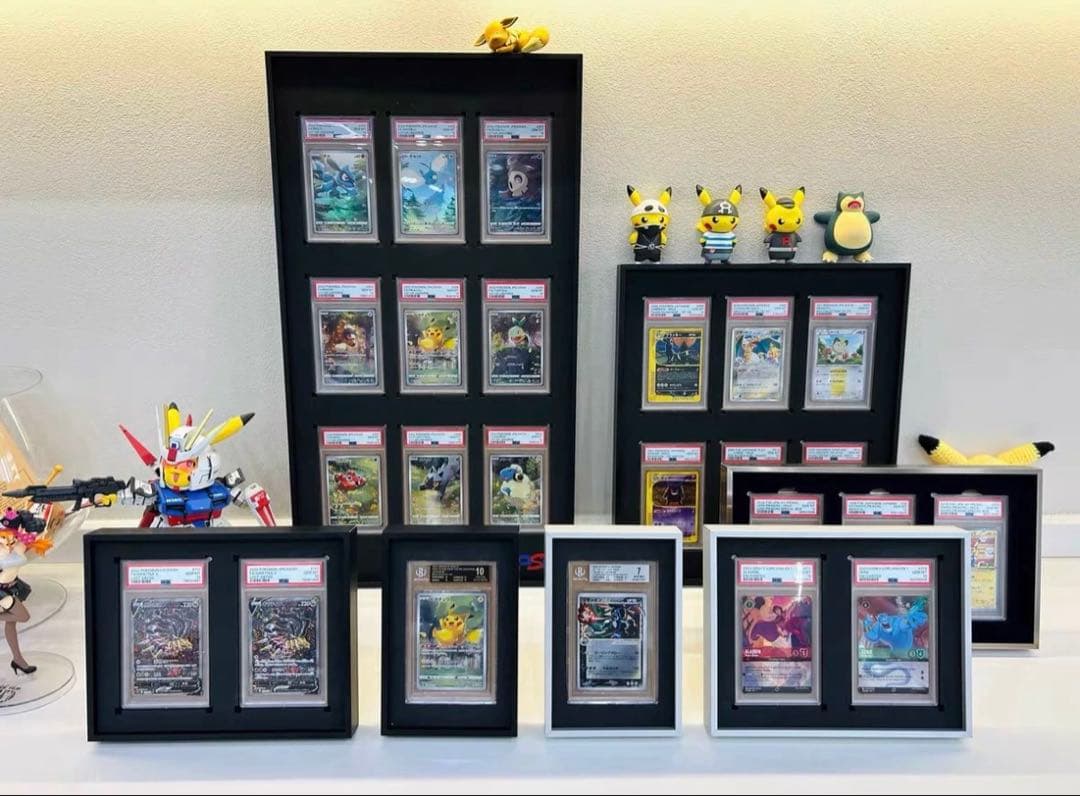 PSA鑑定用ケース　ディスプレイ　アルミ製　両面透明　壁掛け・卓上 横6連　高級