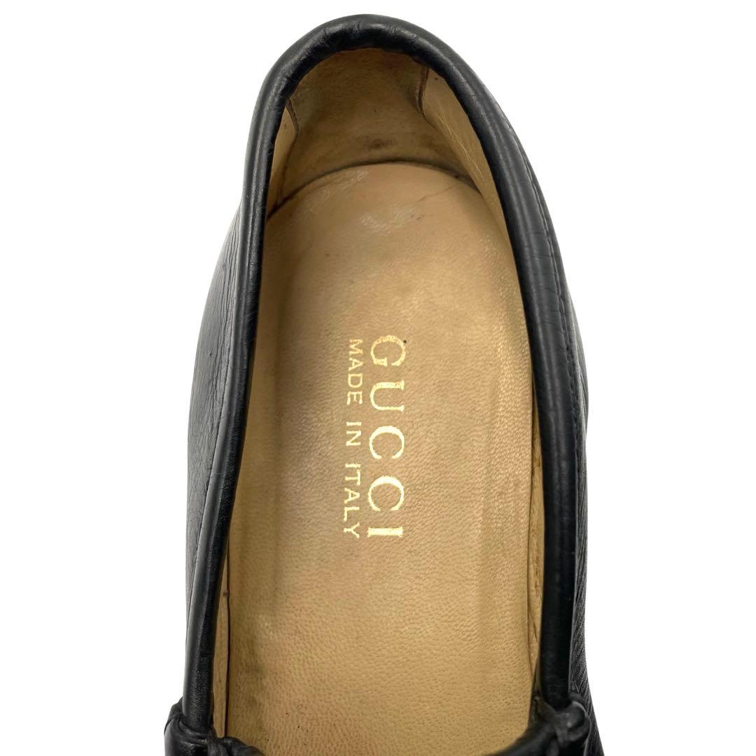 《超美品》グッチ ホース ビット ローファー ゴールド金具 黒系 37 1/2