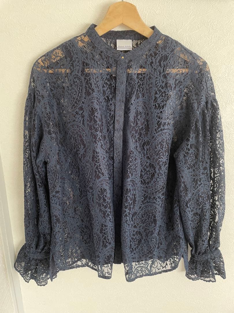 メゾンエシェル　タンク付レースシャツ　ネイビー