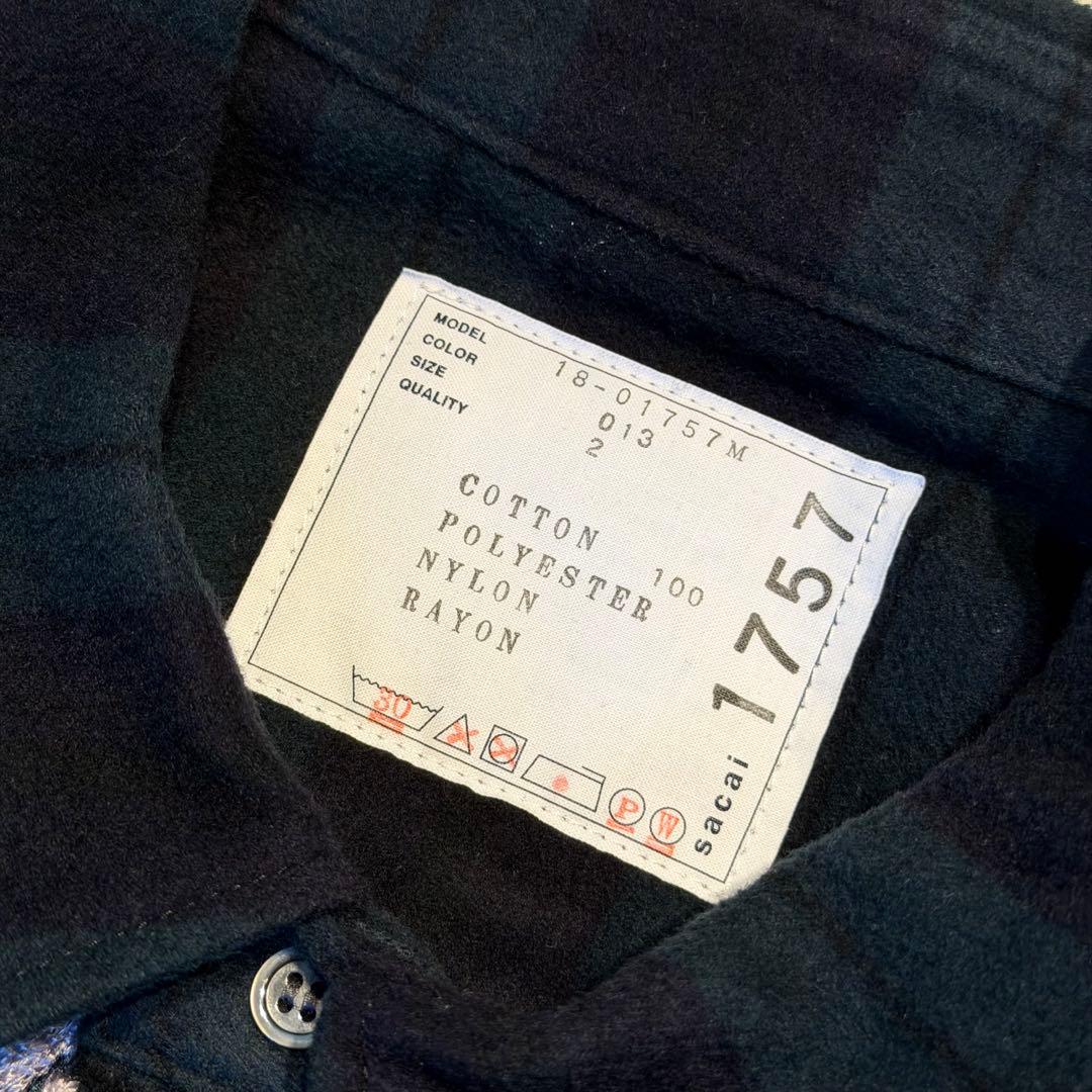 sacai サカイ 18AW Embroidery Check Shirt 2