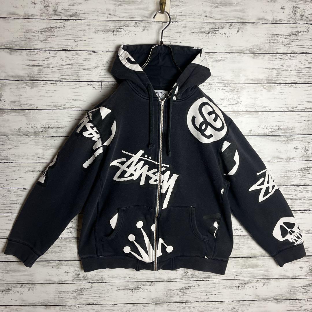 【即完モデル‼︎】STUSSY◎総柄 フルジップ パーカー D188