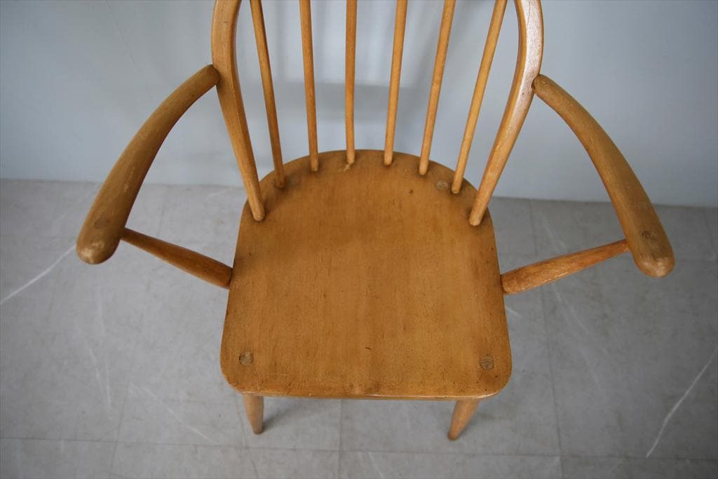 英国アンティークCC41製ERCOLアーコールアームチェア木製イス(91-257