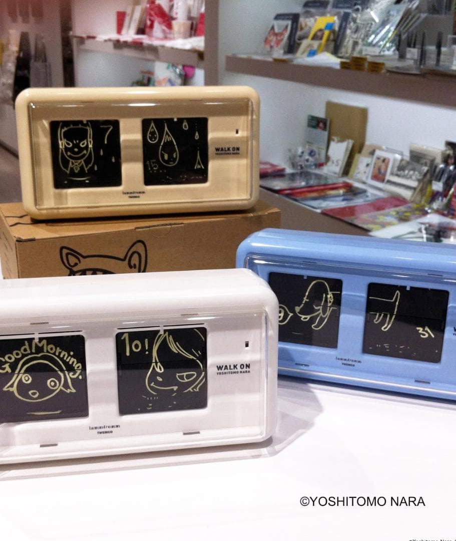 【新品／保証付き】奈良美智 パタパタクロック WALK ON ベージュ ギフト