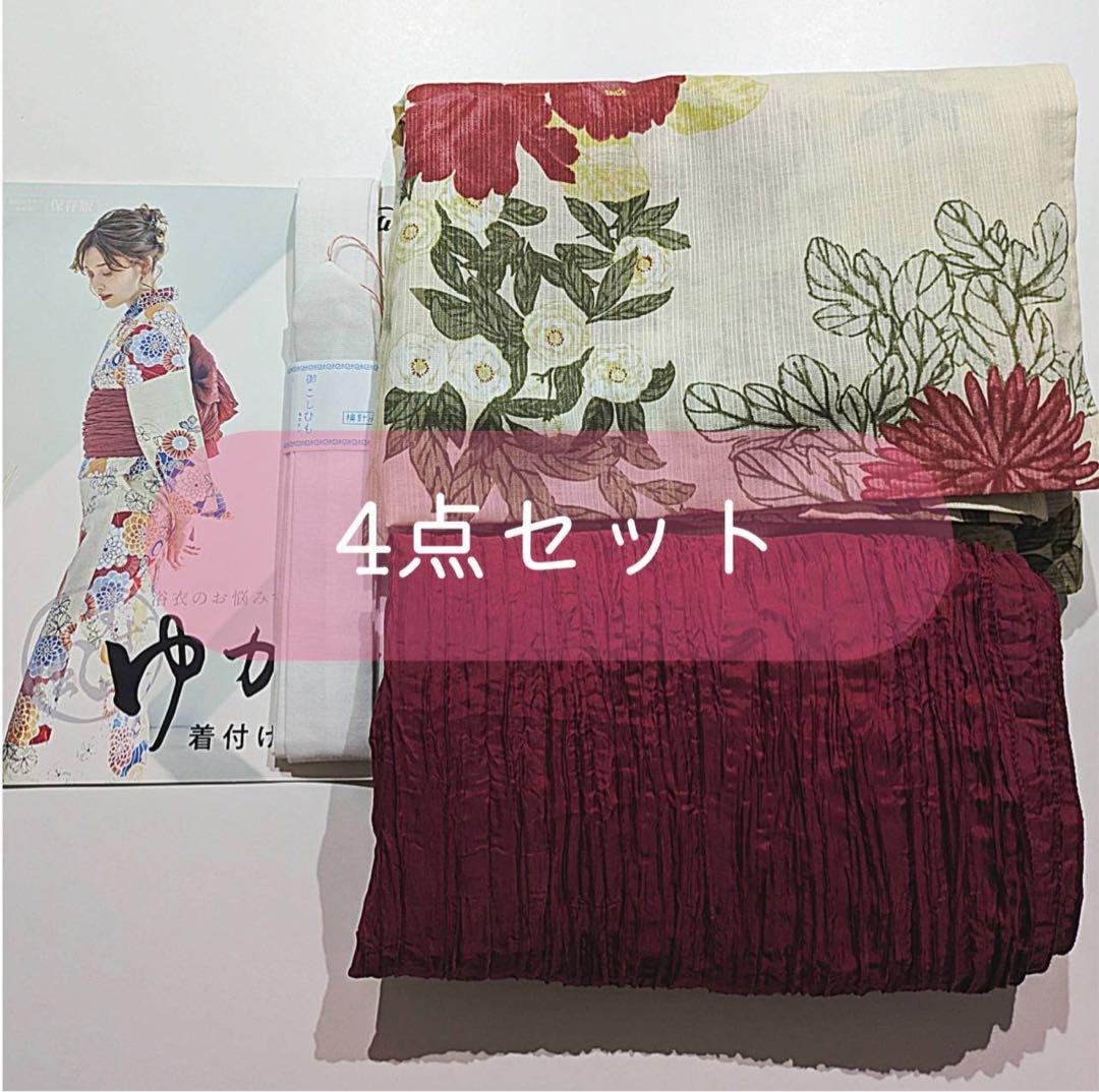 Dita★浴衣4点セット　夏の牡丹重ね　赤　大人浴衣