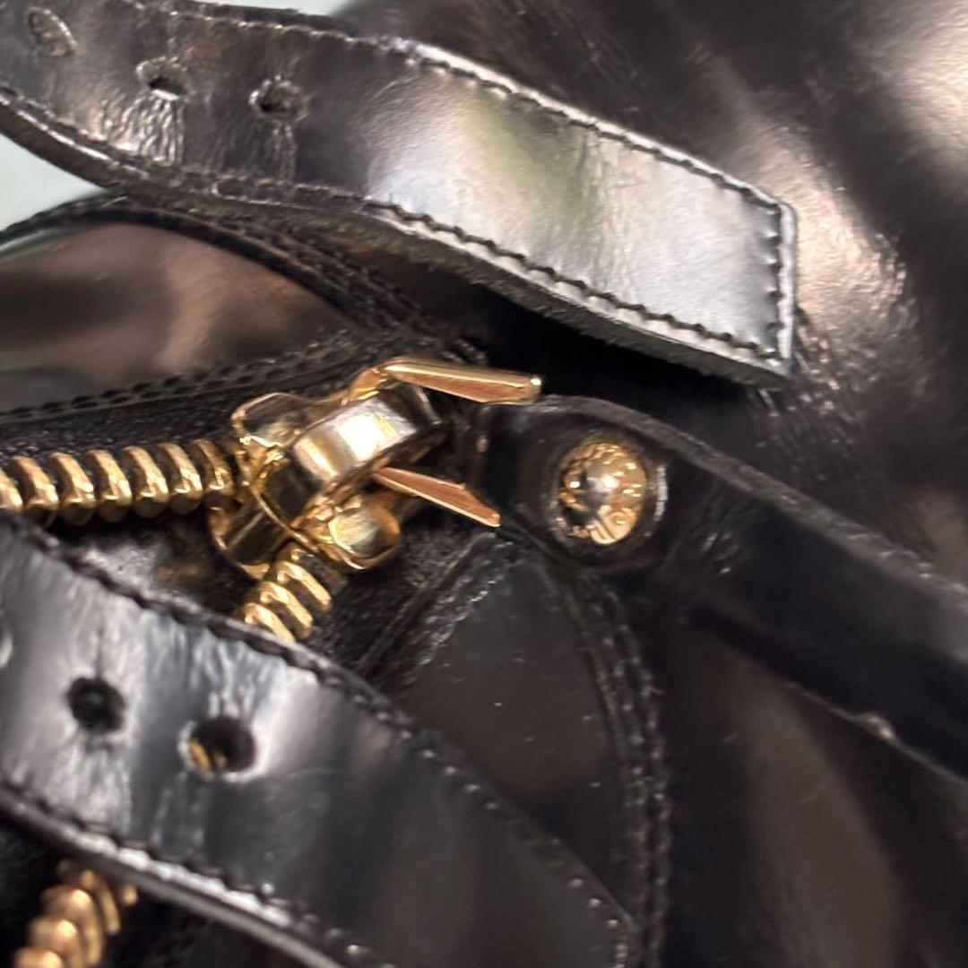 ルイヴィトン レザー ショートブーツ 黒 37 LV ベルト コードバン 革靴