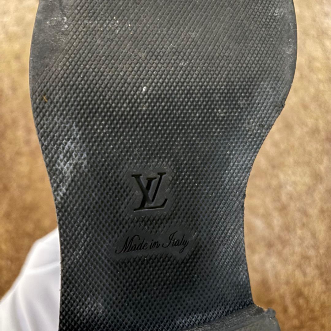 ルイヴィトン レザー ショートブーツ 黒 37 LV ベルト コードバン 革靴