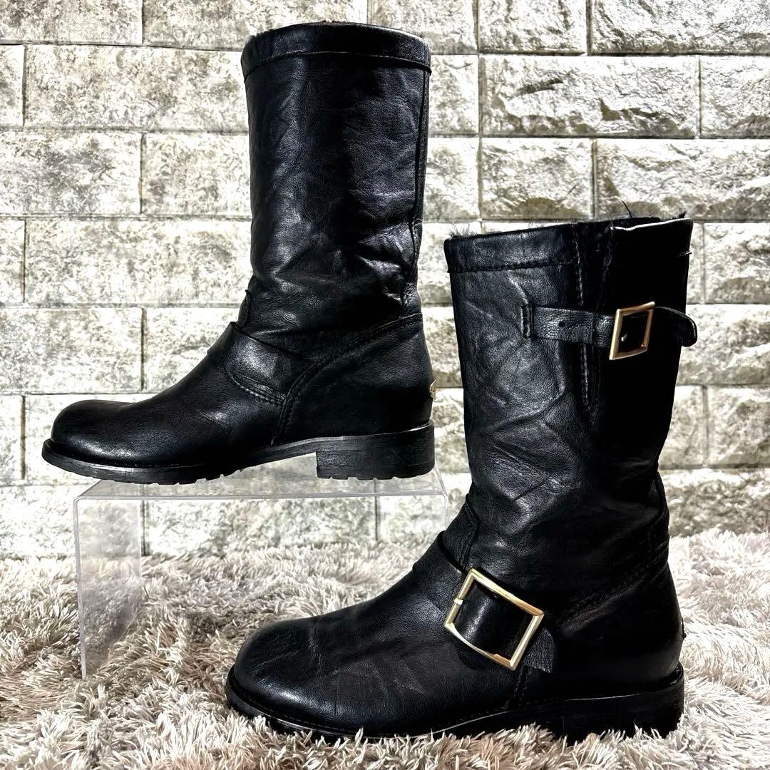 美品❣️JIMMY CHOO ブーツ ソフトレザー ムートン 23.5 高級感✨