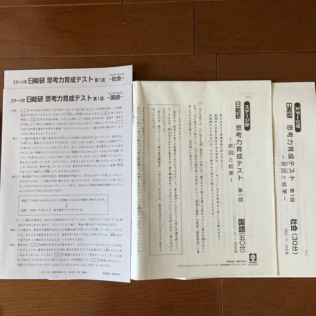 日能研 5年 2022年度　育成+公開+思考力+期間講習+記述力　テスト一式