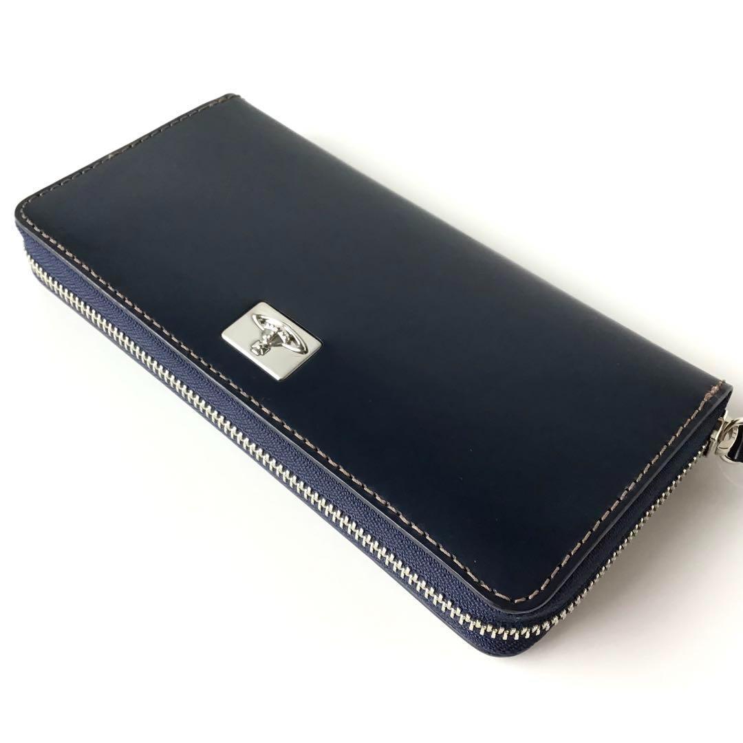 【新品】ヴィヴィアン✨カラーステッチ ラウンドファスナー 長財布 ネイビー
