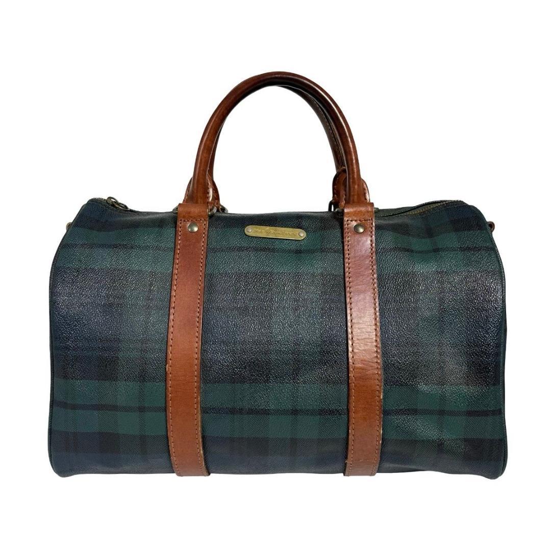 良品　ポロラルフローレン　ボストンバッグ　チェック柄　PVC