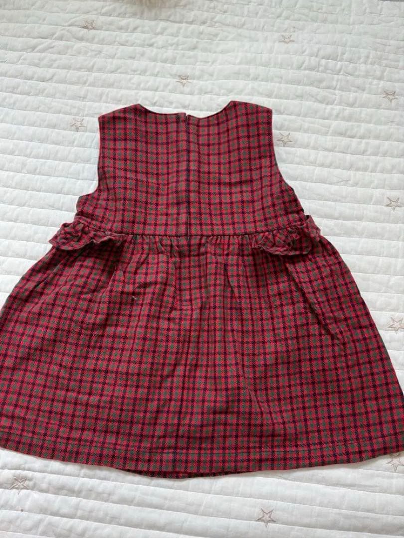 美品　familiar チェック柄ワンピース 90