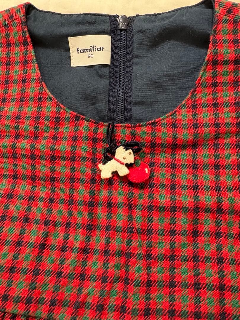 美品　familiar チェック柄ワンピース 90