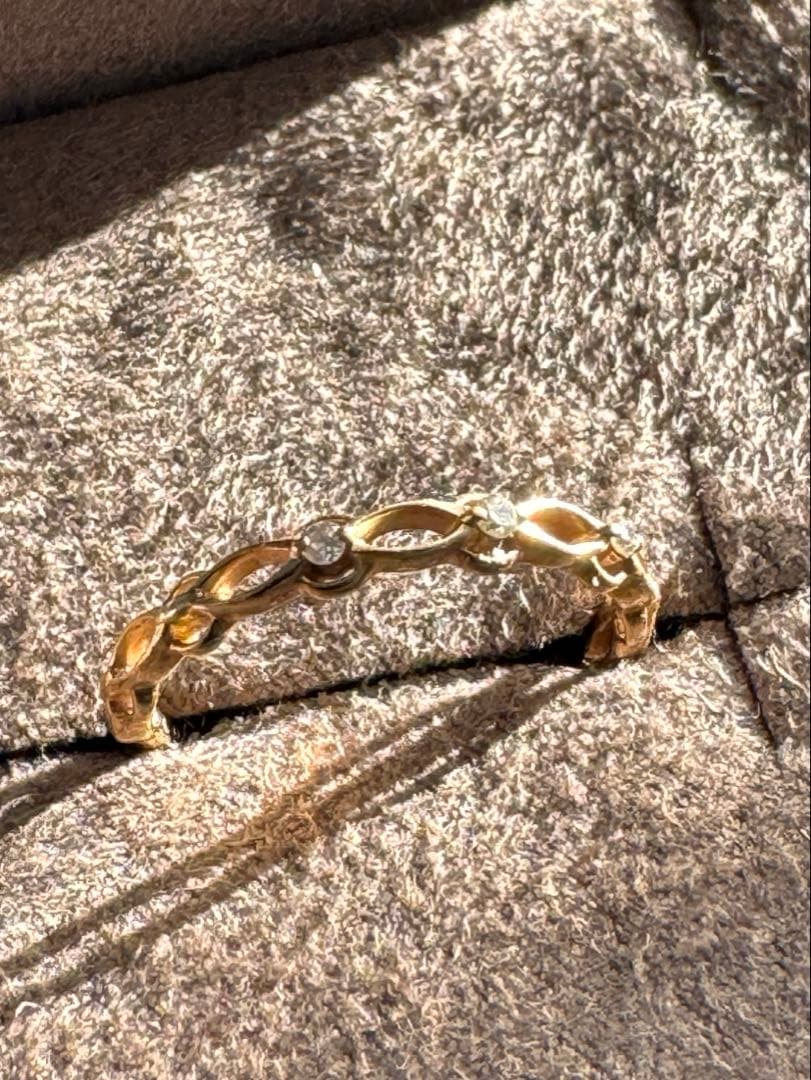 【美品】agete アガット K10 リング5号ダイヤモンド 透かしレース