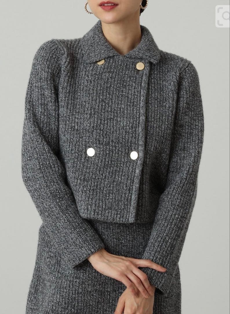 アナイ　スーパージロン襟付きカーディガン