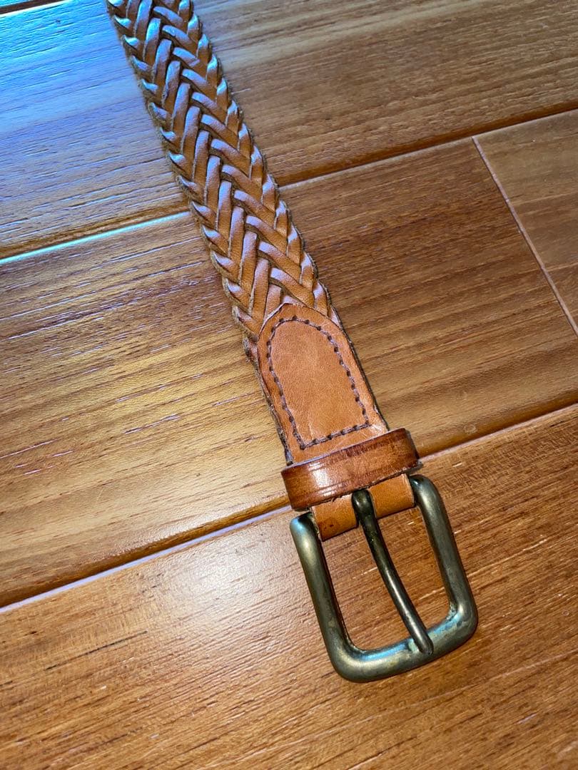 英国製　ラルフローレン　レザーメッシュベルト 36