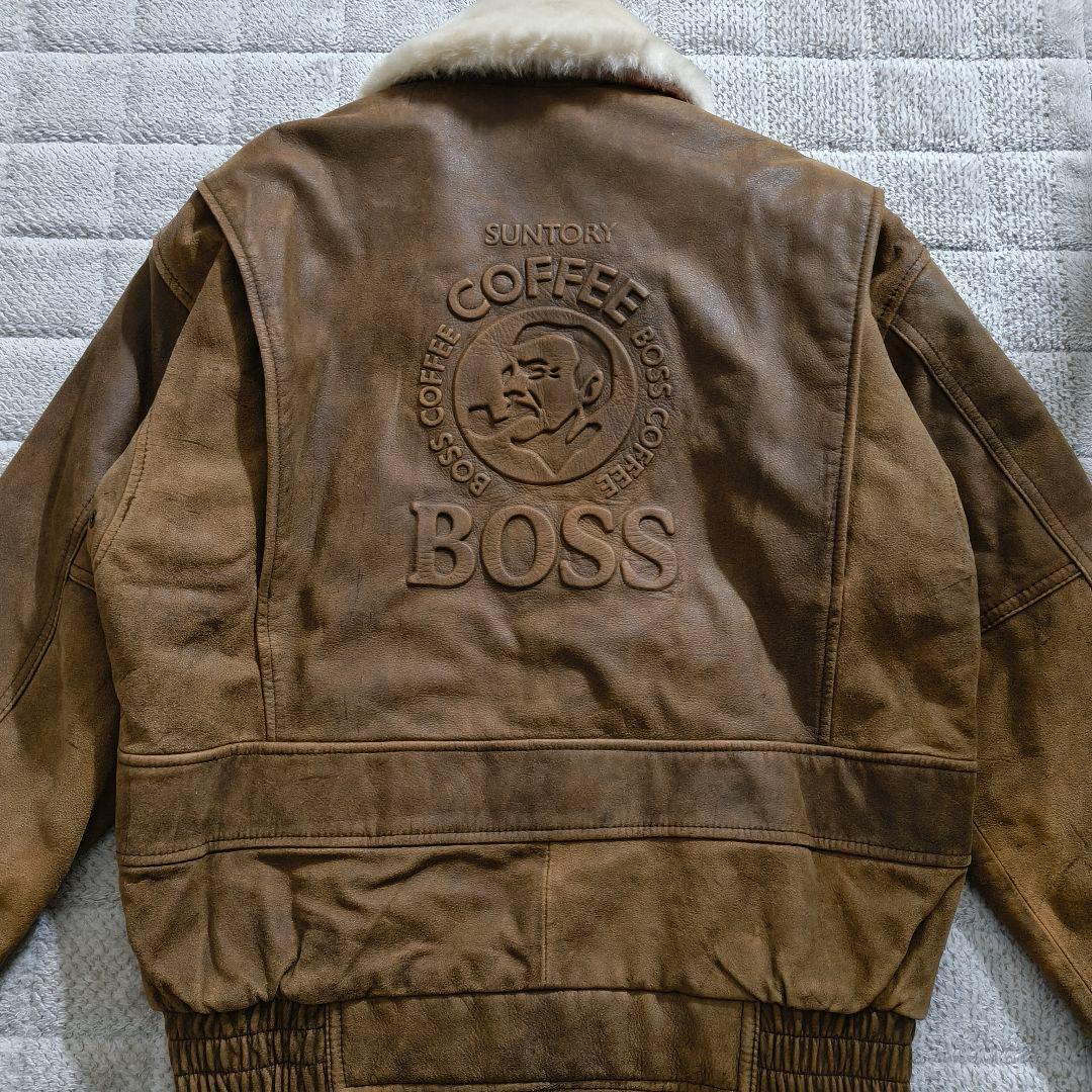 希少 本革 リアルレザー サントリー ボスジャン A-2 レザージャケット M
