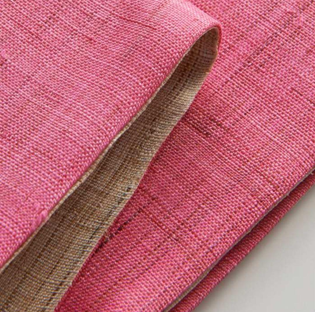 古今こきん　リバーシブル浴衣帯　半幅帯　染麻　ローズピンク✕生成り