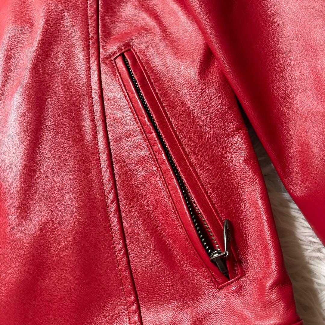 極美品L相当✨ SCHAFFEN 本革 キルティング シングルライダース 赤