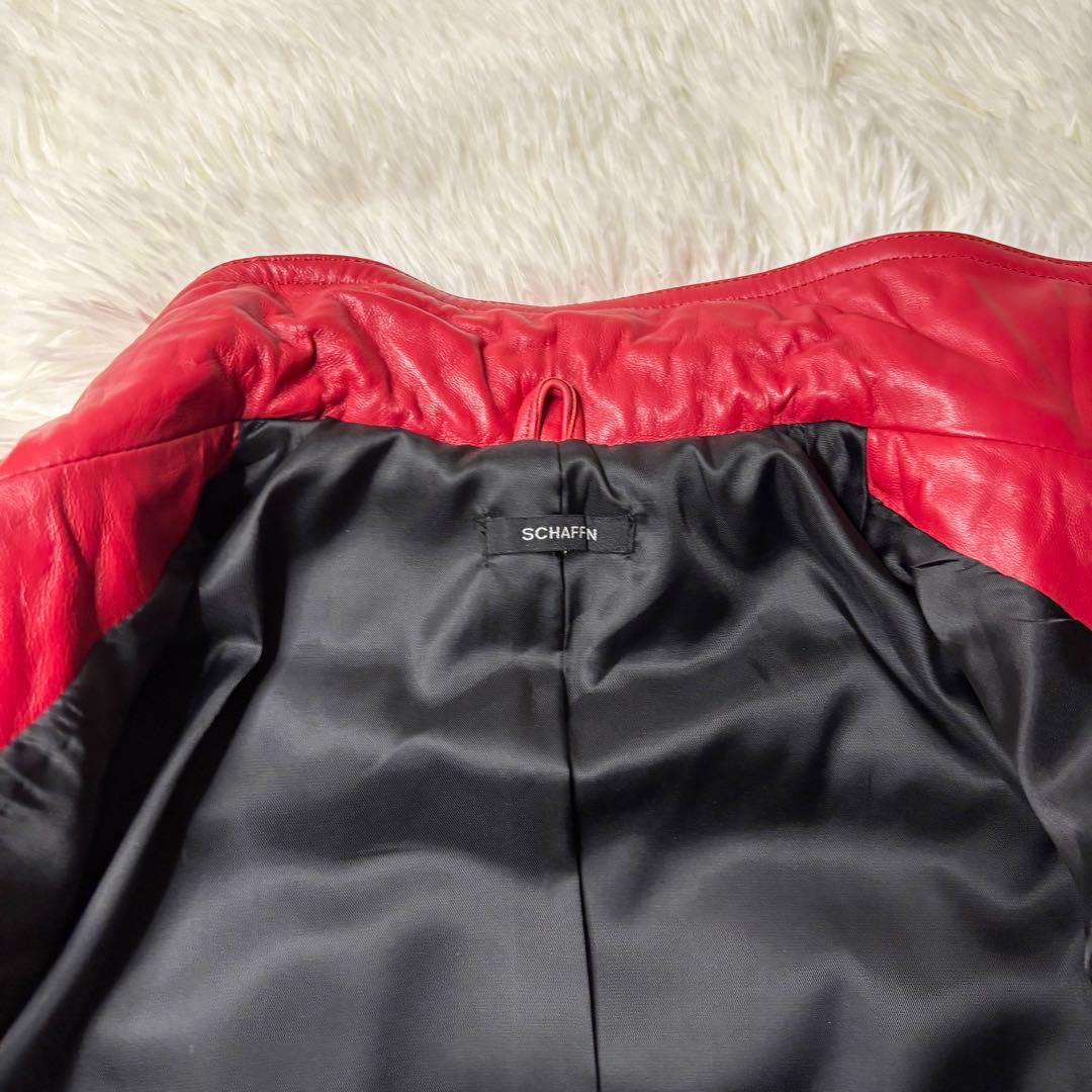 極美品L相当✨ SCHAFFEN 本革 キルティング シングルライダース 赤
