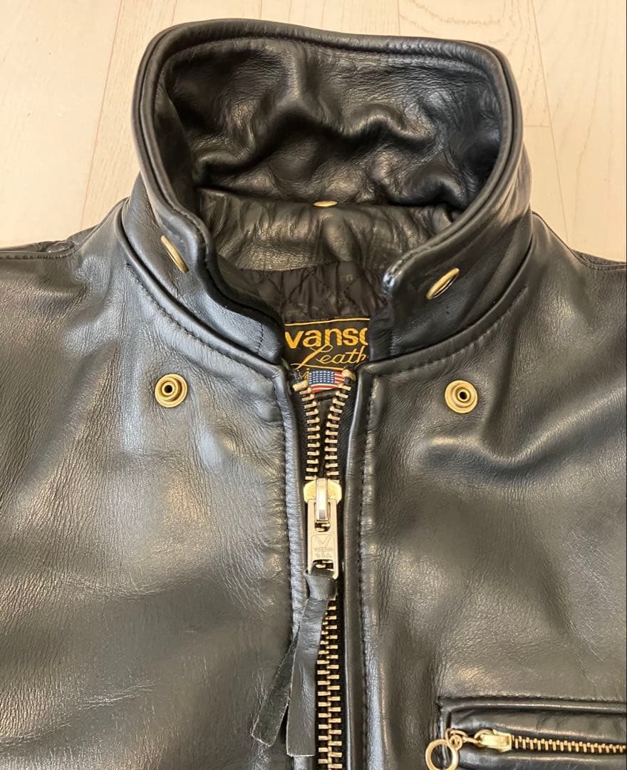 【VANSON】バンソン９D シングルライダースジャケット36 キルトライナー