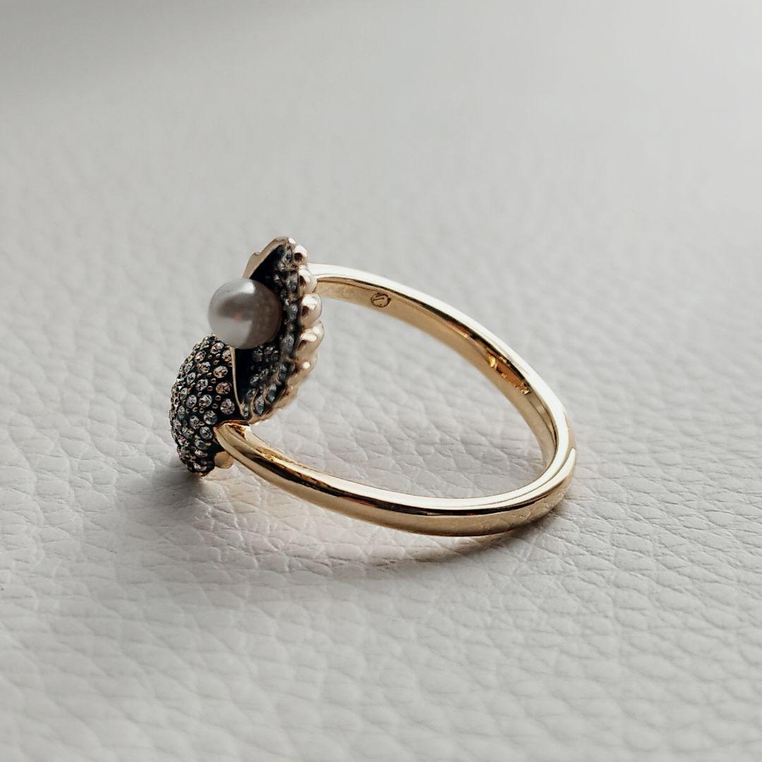 【未使用】スワロフスキー　idyllia　オープンリング　貝　パール 16号