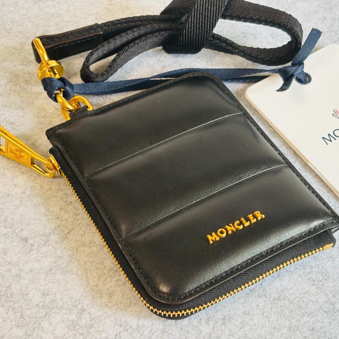 モンクレール ミニ財布 ケース ストラップ 黒　MONCLER