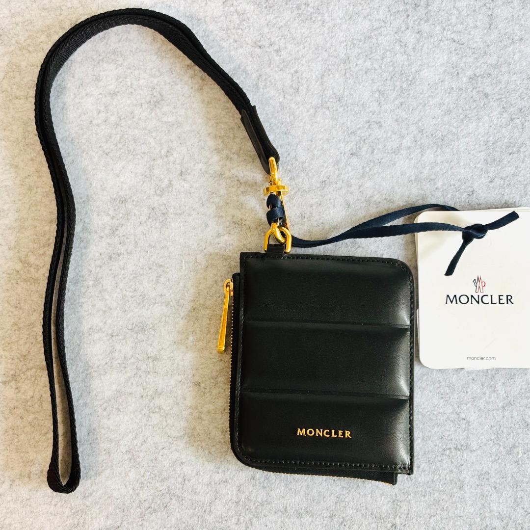 モンクレール ミニ財布 ケース ストラップ 黒　MONCLER